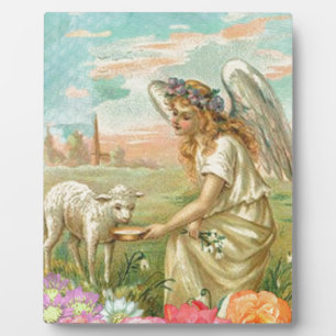 happy easter angel plaque