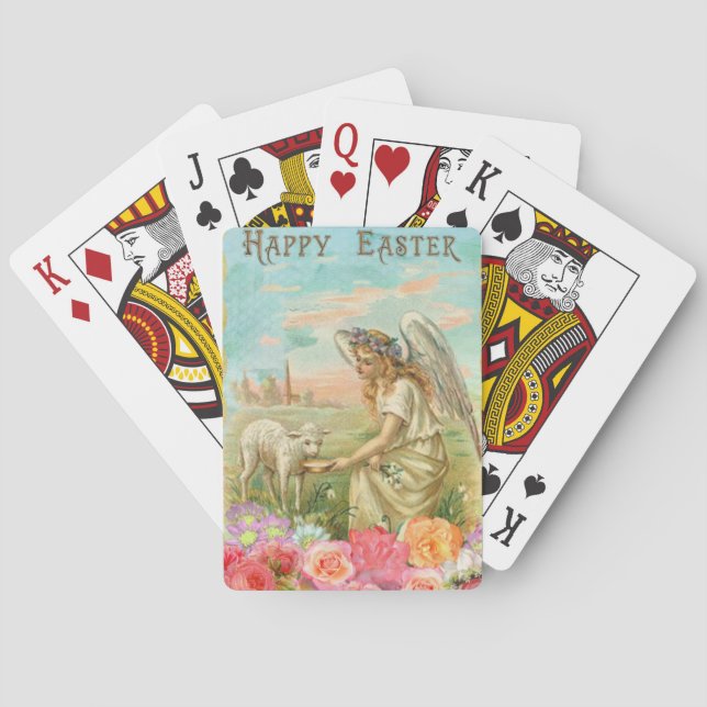happy easter angel playing cards (Back)