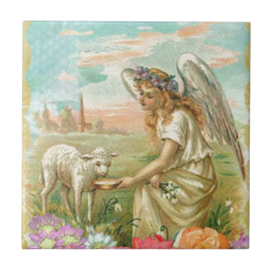 happy easter angel tile