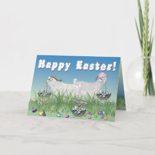 Happy Easter Angora Goats Holiday Card