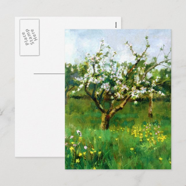 Happy Easter. Apple Blossom Fine Art  Holiday Postcard (Front/Back)