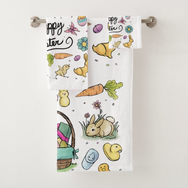 Happy Easter Art Bath Towel Set (Insitu)