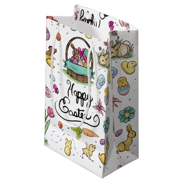 Happy Easter Art Small Gift Bag (Front Angled)