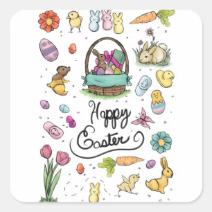 Happy Easter Art Square Sticker