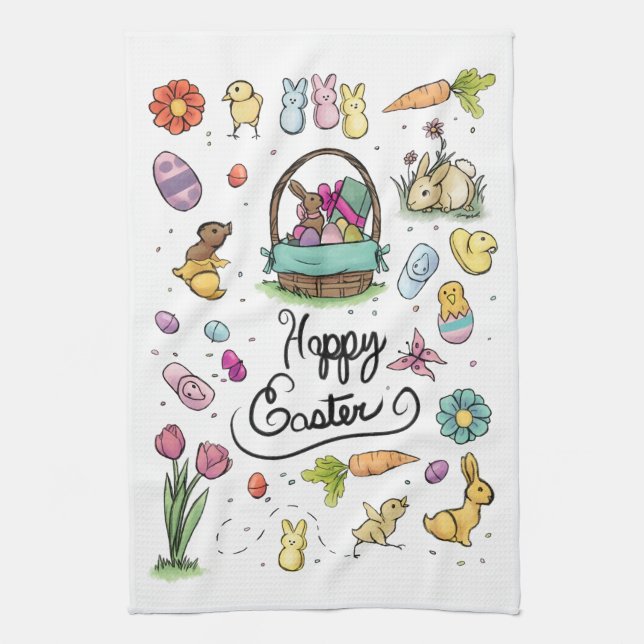 Happy Easter Art Tea Towel (Vertical)
