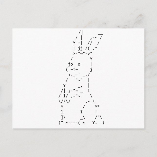 Happy Easter ASCII Bunny Art Holiday Postcard (Front)