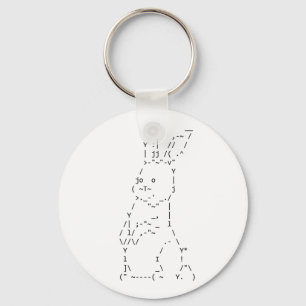 Happy Easter ASCII Bunny Art Key Ring