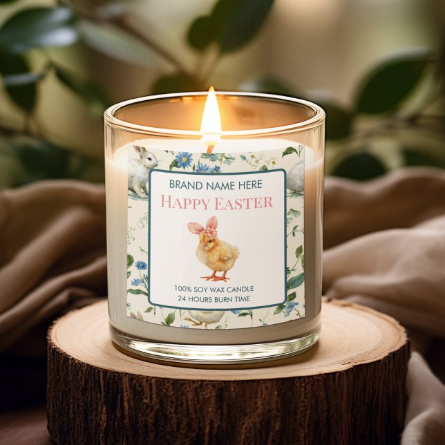 Happy Easter Baby Chick Custom Candle Label (Creator Uploaded)