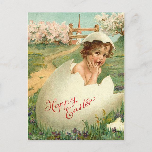 Happy Easter Baby Vintage Holiday Postcard (Front)