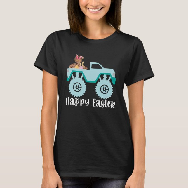 Happy Easter Ball Python Riding Monster Truck Todd T-Shirt (Front)