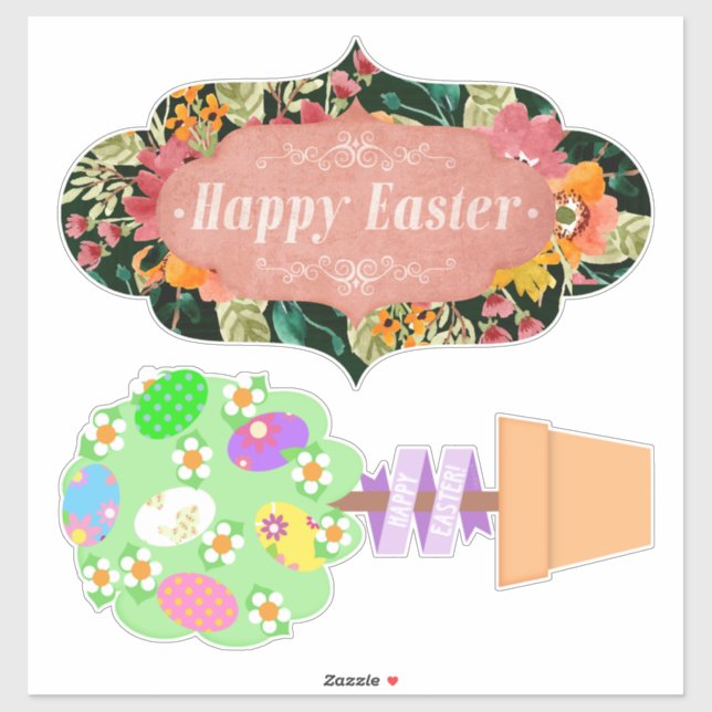 Happy Easter Banner and Topiary Cute (Sheet)