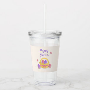 Happy Easter basket and butterflies Acrylic Tumbler
