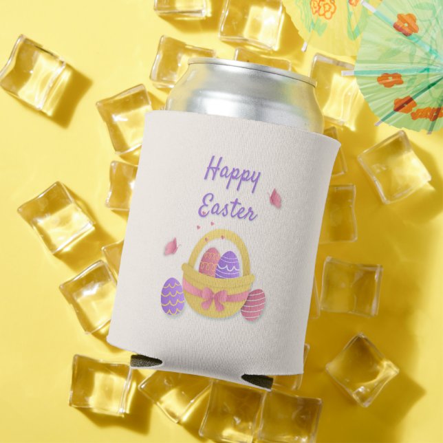 Happy Easter basket and butterflies Can Cooler (In Situ Summer)