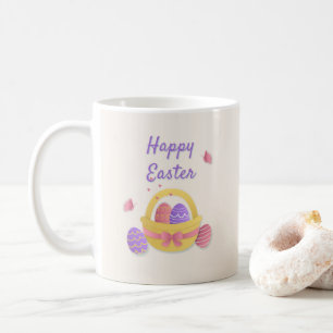 Happy Easter basket and butterflies Coffee Mug