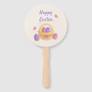 Happy Easter basket and butterflies Hand Fan