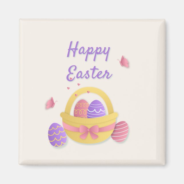 Happy Easter basket and butterflies Magnet (Front)
