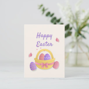 Happy Easter basket and butterflies Postcard