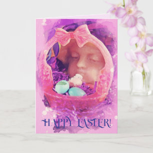 HAPPY EASTER BASKET EGGS CHICK CHILD BLESSINGS CARD