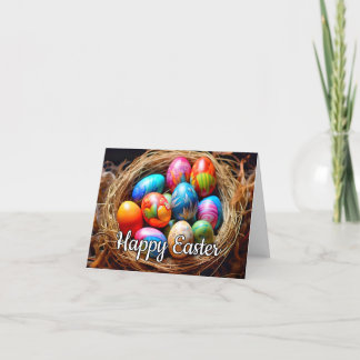 Happy Easter | Basket Full Of Eggs Holiday Card