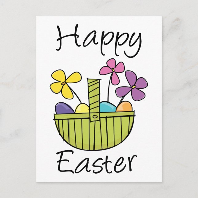 Happy Easter Basket Holiday Postcard (Front)