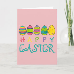 Happy Easter Basket Pastel Egg Hunt Candy Holiday Card