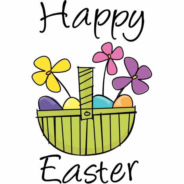 Happy Easter Basket Standing Photo Sculpture (Front)