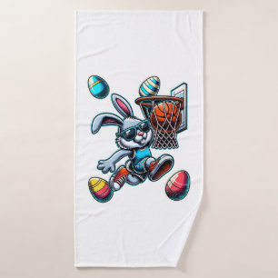 Happy Easter Basketball Boys Easter Bunny Funny Ea Bath Towel