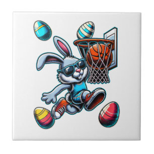 Happy Easter Basketball Boys Easter Bunny Funny Ea Tile