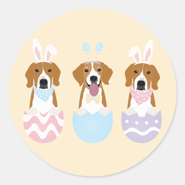 Happy Easter Beagle Dogs Classic Round Sticker (Front)