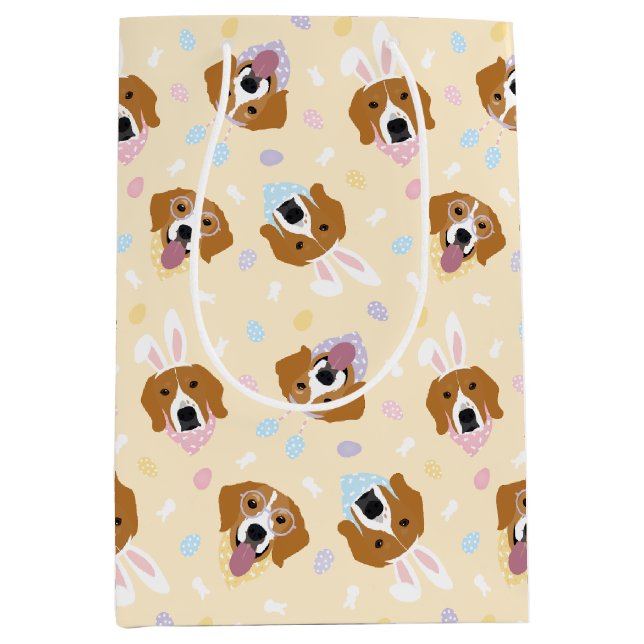Happy Easter Beagle Dogs Medium Gift Bag (Front)