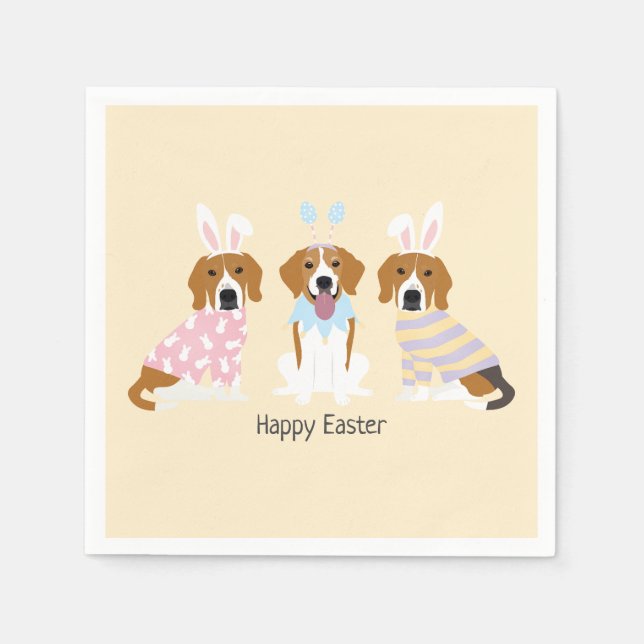 Happy Easter Beagle Dogs Napkin (Front)