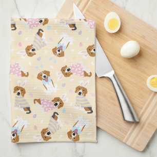Happy Easter Beagle Dogs Tea Towel