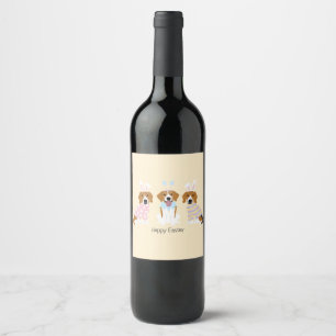 Happy Easter Beagle Dogs Wine Label