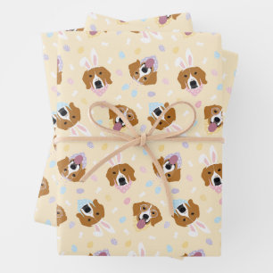 Happy Easter Beagle Dogs Wrapping Paper Sheet