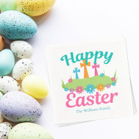 Happy Easter Beautiful Floral Crosses Custom Party