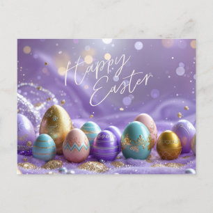 Happy Easter Beautiful Painted Easter Eggs Holiday Postcard