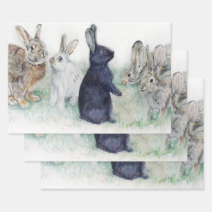 Happy Easter beautiful rabbits Wrapping Paper Sheet