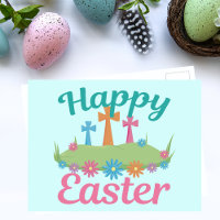 Happy Easter Beautiful Religious Flower Crosses