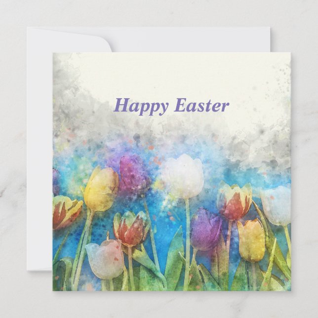 Happy Easter beautiful tulips  Card (Front)