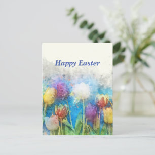 Happy Easter beautiful tulips Postcard