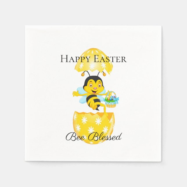 Happy Easter Bee Blessed Cartoon Napkin (Front)