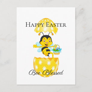Happy Easter Bee Blessed Cartoon Postcard