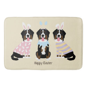 Happy Easter Bernese Mountain Dogs Bath Mat