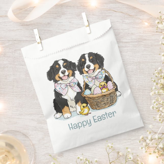 Happy Easter Bernese Mountain Dogs Favour Bags (Clipped)