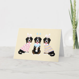 Happy Easter Bernese Mountain Dogs Holiday Card