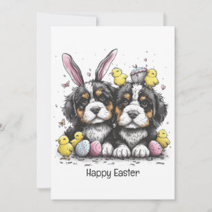 Happy Easter Bernese Mountain Dogs Holiday Card