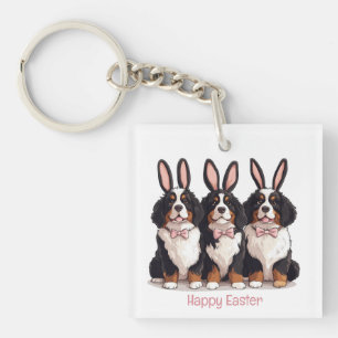 Happy Easter Bernese Mountain Dogs Key Ring