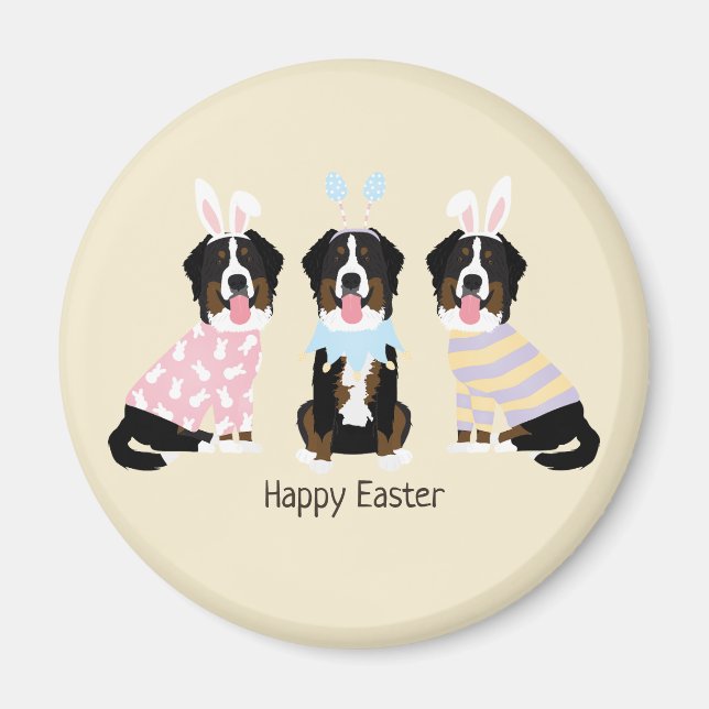 Happy Easter Bernese Mountain Dogs Magnet (Front)