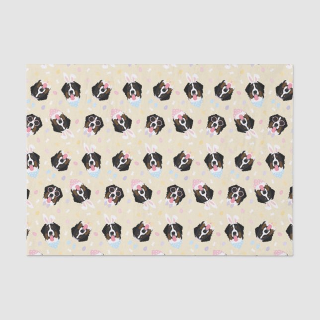 Happy Easter Bernese Mountain Dogs Tissue Paper (Front)