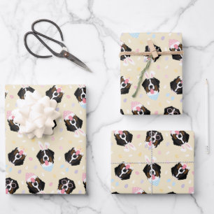 Happy Easter Bernese Mountain Dogs Wrapping Paper Sheet